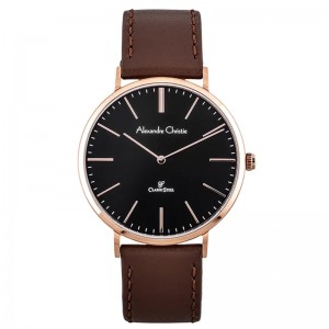 Alexandre Christie AC 8490 Rosegold Black Brown Leather Man MHLRGBA